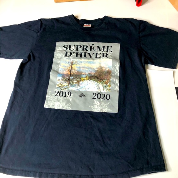 Men Supreme Navy Medium Size DHiver T-Shirt Top - Picture 1 of 5